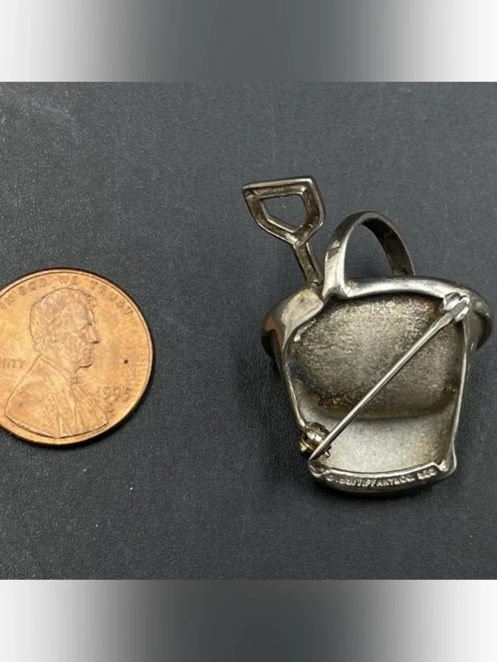 Tiffany Silver Bucket & Shovel Lapel Pin